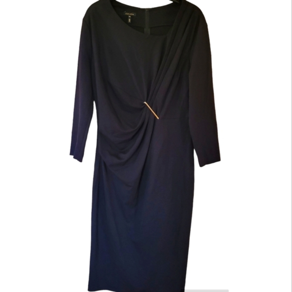 ESCADA Gathered Front 3/4 Sleeve Dress Size 42 US 8-10 - Picture 2 of 7
